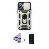 MARSİLYAN™- iPhone 11 Kılıf Ahenk Klasik - Siyah 6D Antistatik Mat Seramik Hayalet Nano Ekran Koruyucu + Raze Metal Kamera Lens - MR