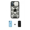 MARSİLYAN™- iPhone 11 Kılıf Ahenk Klasik - Siyah 6D Antistatik Mat Seramik Hayalet Nano Ekran Koruyucu + Neon Fosforlu Kamera Lens - MI