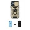 MARSİLYAN™- iPhone 11 Kılıf Ahenk Klasik - Siyah 6D Antistatik Mat Seramik Hayalet Nano Ekran Koruyucu + Neon Fosforlu Kamera Lens - MI