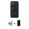 MARSİLYAN™- iPhone 11 Kılıf Ahenk Klasik - Siyah 6D Antistatik Mat Seramik Hayalet Nano Ekran Koruyucu + Raze Metal Kamera Lens - MI