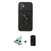 MARSİLYAN™- iPhone 11 Kılıf Ahenk Klasik - Siyah 6D Antistatik Mat Seramik Hayalet Nano Ekran Koruyucu + Raze Metal Kamera Lens - MI