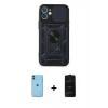MARSİLYAN™- iPhone 11 Kılıf Ahenk Klasik - Siyah 6D Antistatik Mat Seramik Hayalet Nano Ekran Koruyucu + Neon Fosforlu Kamera Lens - MI
