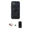 MARSİLYAN™- iPhone 11 Kılıf Ahenk Klasik - Siyah 6D Antistatik Mat Seramik Hayalet Nano Ekran Koruyucu + Pers Alüminyum Kamera Lens - KI