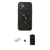 MARSİLYAN™- iPhone 11 Kılıf Ahenk Klasik - Siyah 6D Antistatik Mat Seramik Hayalet Nano Ekran Koruyucu + Renkli Kamera Lens Koruma Cam - PE