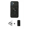 MARSİLYAN™- iPhone 11 Kılıf Ahenk Klasik - Siyah 6D Antistatik Mat Seramik Hayalet Nano Ekran Koruyucu + Raze Metal Kamera Lens - GS