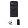 MARSİLYAN™- iPhone 11 Kılıf Ahenk Klasik - Siyah 6D Antistatik Mat Seramik Hayalet Nano Ekran Koruyucu + Raze Metal Kamera Lens - GS