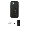 MARSİLYAN™- iPhone 11 Kılıf Ahenk Klasik - Siyah 6D Antistatik Mat Seramik Hayalet Nano Ekran Koruyucu + Renkli Kamera Lens Koruma Cam - SI