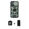 MARSİLYAN™- iPhone 11 Kılıf Ahenk Klasik - Siyah 6D Antistatik Mat Seramik Hayalet Nano Ekran Koruyucu + PVD Metal Kamera Lens - SH