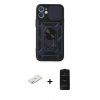 MARSİLYAN™- iPhone 11 Kılıf Ahenk Klasik - Siyah 6D Antistatik Mat Seramik Hayalet Nano Ekran Koruyucu + Renkli Kamera Lens Koruma Cam - SI