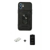 MARSİLYAN™- iPhone 11 Kılıf Ahenk Klasik - Siyah 6D Antistatik Mat Seramik Hayalet Nano Ekran Koruyucu + Renkli Kamera Lens Koruma Cam - SI