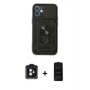 MARSİLYAN™- iPhone 11 Kılıf Ahenk Klasik - Siyah 6D Antistatik Mat Seramik Hayalet Nano Ekran Koruyucu + PVD Metal Kamera Lens - SH