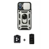 MARSİLYAN™- iPhone 11 Kılıf Ahenk Klasik - Siyah 6D Antistatik Mat Seramik Hayalet Nano Ekran Koruyucu + PVD Metal Kamera Lens - SH