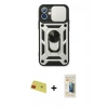 MARSİLYAN™- iPhone 11 Kılıf Ahenk Klasik - Siyah 6D Mat Seramik Hayalet Nano Ekran Koruyucu + Rainbow Kamera Lens Koruma Cam - KI