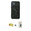 MARSİLYAN™- iPhone 11 Kılıf Ahenk Klasik - Siyah 6D Mat Seramik Hayalet Nano Ekran Koruyucu + Rainbow Kamera Lens Koruma Cam - KI