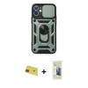 MARSİLYAN™- iPhone 11 Kılıf Ahenk Klasik - Siyah 6D Mat Seramik Hayalet Nano Ekran Koruyucu + Rainbow Kamera Lens Koruma Cam - KI
