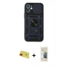 MARSİLYAN™- iPhone 11 Kılıf Ahenk Klasik - Siyah 6D Mat Seramik Hayalet Nano Ekran Koruyucu + Rainbow Kamera Lens Koruma Cam - KI