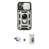 MARSİLYAN™- iPhone 11 Kılıf Ahenk Klasik - Siyah 6D Mat Seramik Hayalet Nano Ekran Koruyucu + Lacivert Pers Alüminyum Kamera Lens