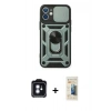 MARSİLYAN™- iPhone 11 Kılıf Ahenk Klasik - Siyah 6D Mat Seramik Hayalet Nano Ekran Koruyucu + PVD Metal Kamera Lens - MI