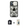 MARSİLYAN™- iPhone 11 Kılıf Ahenk Klasik - Siyah 6D Mat Seramik Hayalet Nano Ekran Koruyucu + PVD Metal Kamera Lens - MI