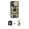 MARSİLYAN™- iPhone 11 Kılıf Ahenk Klasik - Siyah 6D Mat Seramik Hayalet Nano Ekran Koruyucu + PVD Metal Kamera Lens - MI