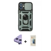 MARSİLYAN™- iPhone 11 Kılıf Ahenk Klasik - Siyah 6D Mat Seramik Hayalet Nano Ekran Koruyucu + Raze Metal Kamera Lens - MR