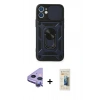 MARSİLYAN™- iPhone 11 Kılıf Ahenk Klasik - Siyah 6D Mat Seramik Hayalet Nano Ekran Koruyucu + Raze Metal Kamera Lens - MR