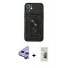 MARSİLYAN™- iPhone 11 Kılıf Ahenk Klasik - Siyah 6D Mat Seramik Hayalet Nano Ekran Koruyucu + Raze Metal Kamera Lens - MR