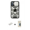 MARSİLYAN™- iPhone 11 Kılıf Ahenk Klasik - Siyah 6D Mat Seramik Hayalet Nano Ekran Koruyucu + Renkli Kamera Lens Koruma Cam - PE