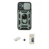 MARSİLYAN™- iPhone 11 Kılıf Ahenk Klasik - Siyah 6D Mat Seramik Hayalet Nano Ekran Koruyucu + Renkli Kamera Lens Koruma Cam - SI