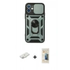 MARSİLYAN™- iPhone 11 Kılıf Ahenk Klasik - Siyah 6D Mat Seramik Hayalet Nano Ekran Koruyucu + Renkli Kamera Lens Koruma Cam - SI