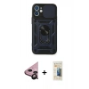 MARSİLYAN™- iPhone 11 Kılıf Ahenk Klasik - Siyah 6D Mat Seramik Hayalet Nano Ekran Koruyucu + Raze Metal Kamera Lens - SH