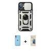 MARSİLYAN™- iPhone 11 Kılıf Ahenk Klasik - Siyah 6D Mat Seramik Hayalet Nano Ekran Koruyucu + Neon Fosforlu Kamera Lens - TU