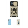 MARSİLYAN™- iPhone 11 Kılıf Ahenk Klasik - Siyah 6D Mat Seramik Hayalet Nano Ekran Koruyucu + Neon Fosforlu Kamera Lens - TU