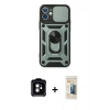 MARSİLYAN™- iPhone 11 Kılıf Ahenk Klasik - Siyah 6D Mat Seramik Hayalet Nano Ekran Koruyucu + PVD Metal Kamera Lens - TU