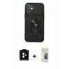 MARSİLYAN™- iPhone 11 Kılıf Ahenk Klasik - Siyah 6D Mat Seramik Hayalet Nano Ekran Koruyucu + PVD Metal Kamera Lens - TU