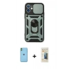 MARSİLYAN™- iPhone 11 Kılıf Ahenk Klasik - Siyah 6D Mat Seramik Hayalet Nano Ekran Koruyucu + Neon Fosforlu Kamera Lens - YL