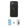 MARSİLYAN™- iPhone 11 Kılıf Ahenk Klasik - Siyah 6D Mat Seramik Hayalet Nano Ekran Koruyucu + Neon Fosforlu Kamera Lens - YL