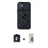 MARSİLYAN™- iPhone 11 Kılıf Ahenk Klasik - Siyah 6D Mat Seramik Hayalet Nano Ekran Koruyucu + PVD Metal Kamera Lens - YL