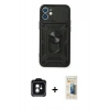 MARSİLYAN™- iPhone 11 Kılıf Ahenk Klasik - Siyah 6D Mat Seramik Hayalet Nano Ekran Koruyucu + PVD Metal Kamera Lens - YL