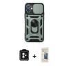 MARSİLYAN™- iPhone 11 Kılıf Ahenk Klasik - Siyah 6D Mat Seramik Hayalet Nano Ekran Koruyucu + PVD Metal Kamera Lens - YL