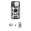 MARSİLYAN™- iPhone 11 Kılıf Ahenk Klasik - Siyah Bilvis 3D Cam Ekran Koruyucu + Pers Alüminyum Kamera Lens - GI