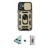 MARSİLYAN™- iPhone 11 Kılıf Ahenk Klasik - Siyah Bilvis 3D Cam Ekran Koruyucu + Raze Metal Kamera Lens - MI