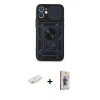 MARSİLYAN™- iPhone 11 Kılıf Ahenk Klasik - Siyah Bilvis 3D Cam Ekran Koruyucu + Renkli Kamera Lens Koruma Cam - SI