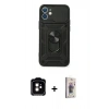 MARSİLYAN™- iPhone 11 Kılıf Ahenk Klasik - Siyah Bilvis 3D Cam Ekran Koruyucu + PVD Metal Kamera Lens - TU