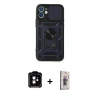 MARSİLYAN™- iPhone 11 Kılıf Ahenk Klasik - Siyah Bilvis 3D Cam Ekran Koruyucu + PVD Metal Kamera Lens - TU
