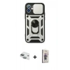 MARSİLYAN™- iPhone 11 Kılıf Ahenk Klasik - Siyah Bilvis 3D Cam Ekran Koruyucu + Pers Alüminyum Kamera Lens - YL