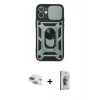 MARSİLYAN™- iPhone 11 Kılıf Ahenk Klasik - Siyah Bilvis 3D Cam Ekran Koruyucu + Pers Alüminyum Kamera Lens - YL