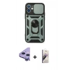 MARSİLYAN™- iPhone 11 Kılıf Ahenk Klasik - Siyah Bilvis 3D Mat Cam Ekran Koruyucu + Raze Metal Kamera Lens - MR
