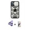 MARSİLYAN™- iPhone 11 Kılıf Ahenk Klasik - Siyah Bilvis 3D Mat Cam Ekran Koruyucu + Raze Metal Kamera Lens - MR