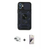 MARSİLYAN™- iPhone 11 Kılıf Ahenk Klasik - Siyah Bilvis 3D Mat Cam Ekran Koruyucu + Pers Alüminyum Kamera Lens - YL